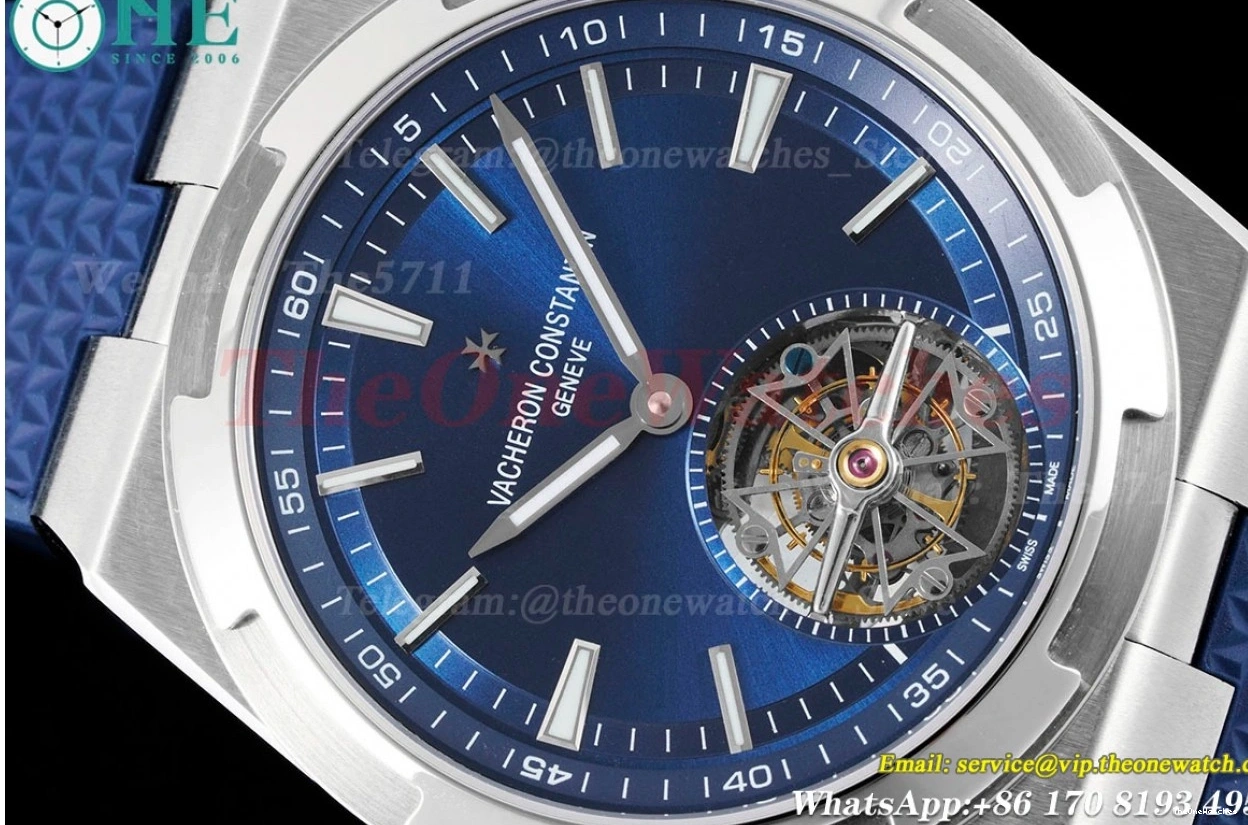 RU 6000V Overseas BBR ref Stk Tourbillon SS Blue 0110